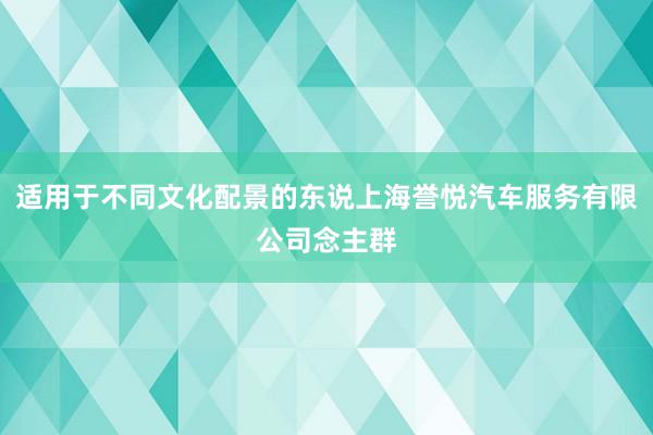 适用于不同文化配景的东说上海誉悦汽车服务有限公司念主群